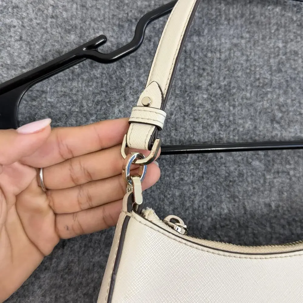 Kate Spade Paige Convertible Crossbody Shoulder Bag White Leather Minimalist